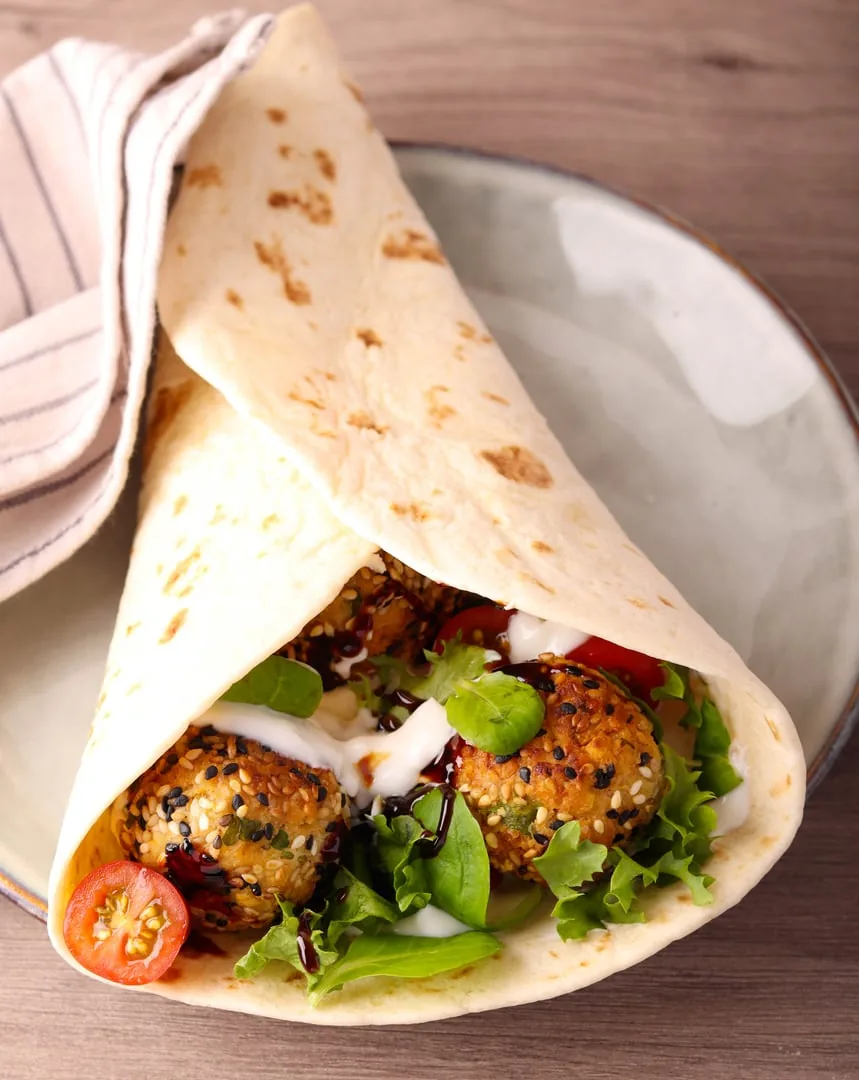 Falafel and salad mix flatbread
