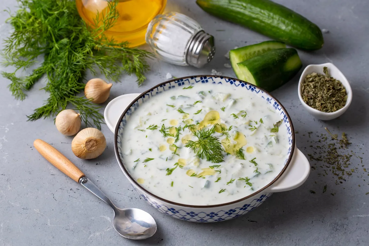 Traditional delicious appetizer; tzatziki (Turkish name; cacik)